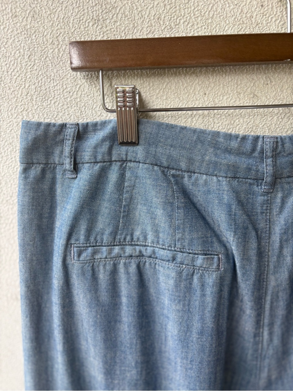 Lauren Ralph Lauren Chambray Pleated Wide Leg Pants 16 High Rise Cotton - Picture 11 of 13